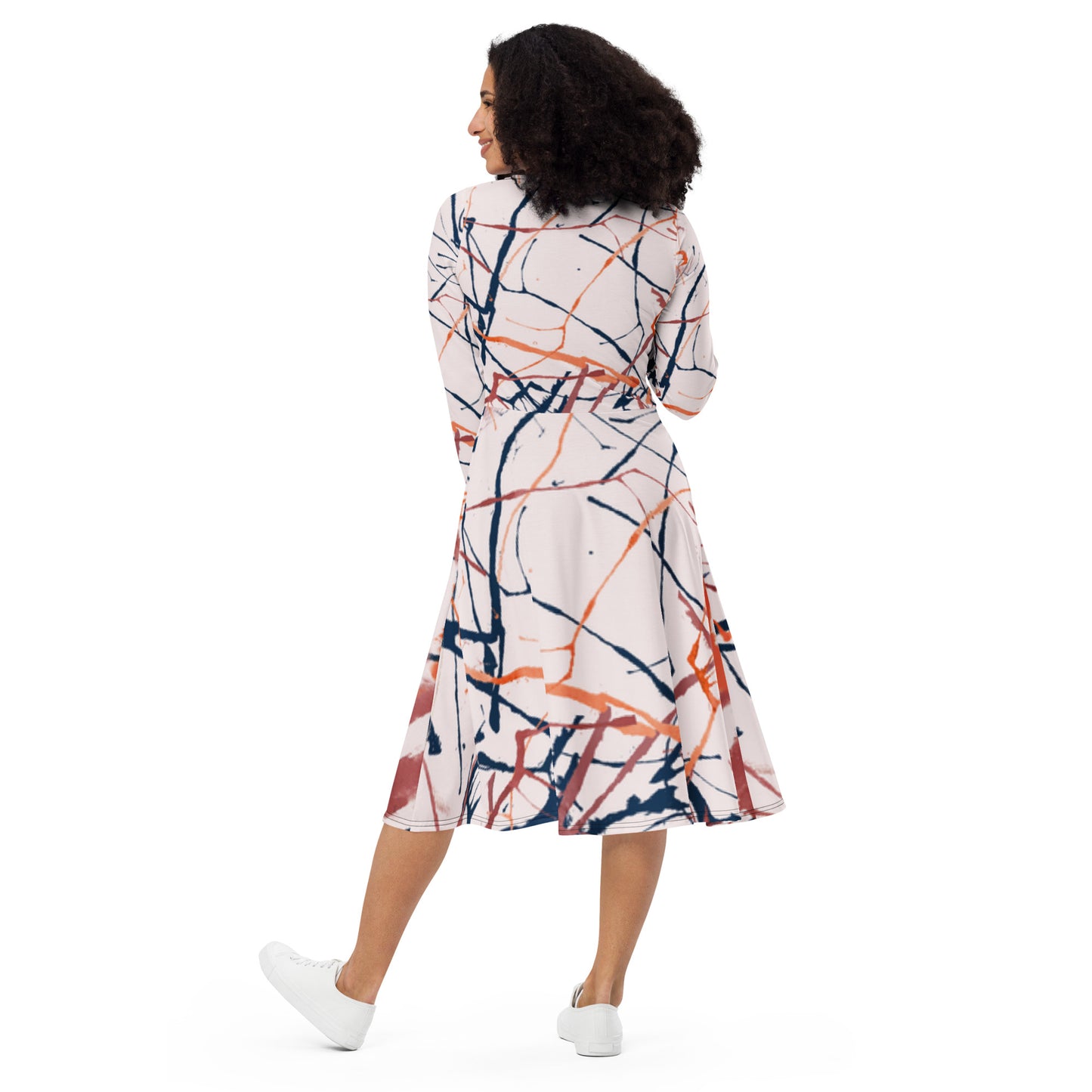 Scope of Colors All-over print long sleeve midi dress