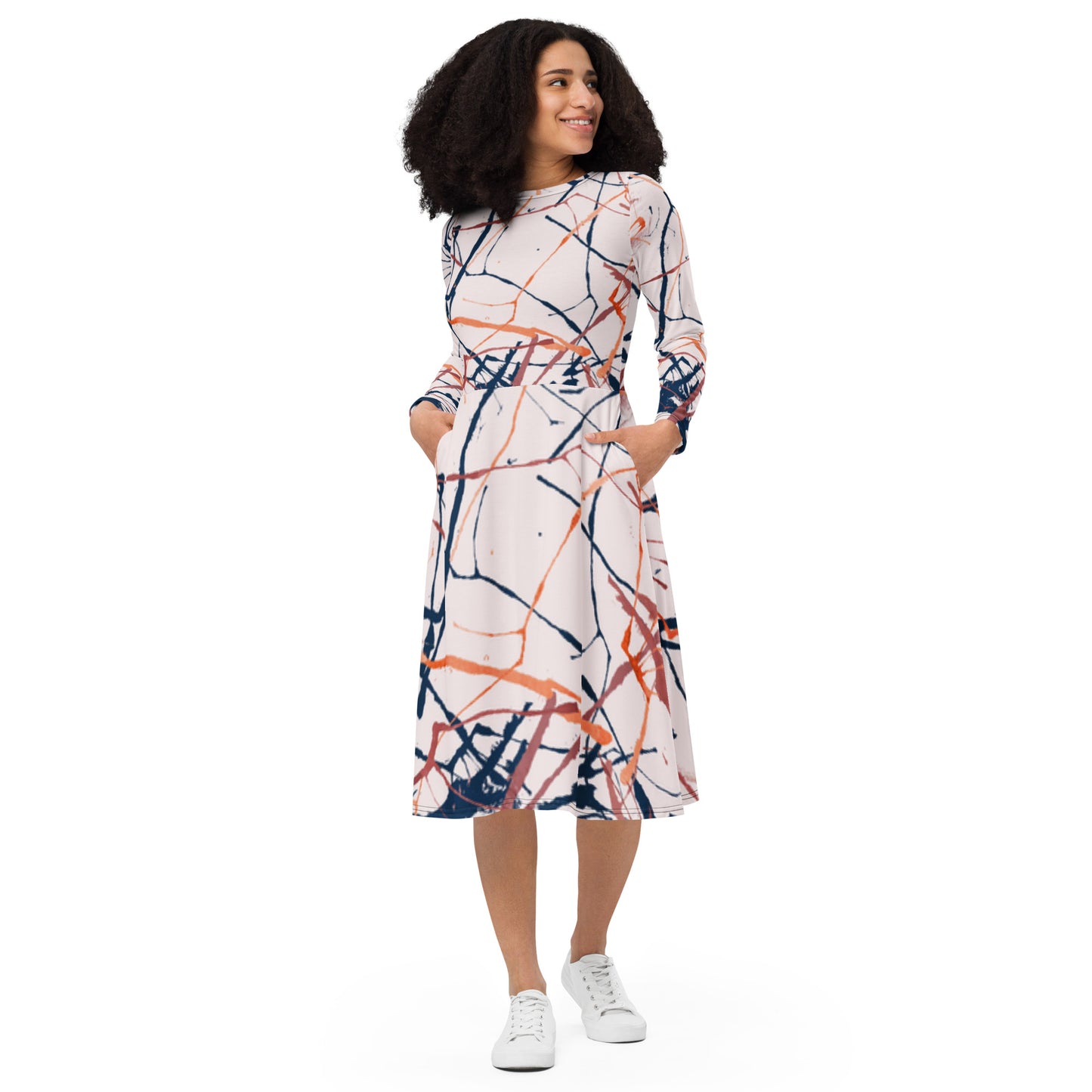 Scope of Colors All-over print long sleeve midi dress