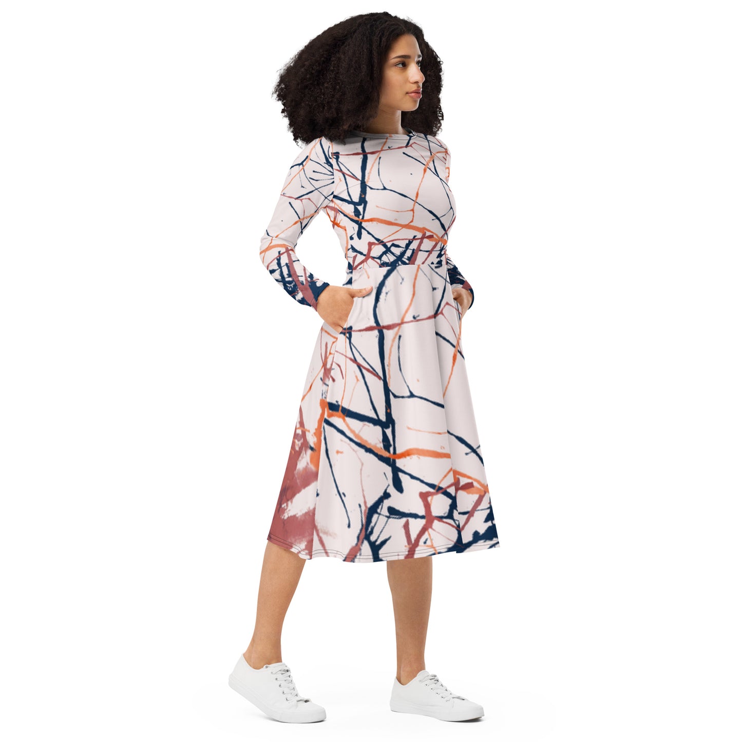 Scope of Colors All-over print long sleeve midi dress