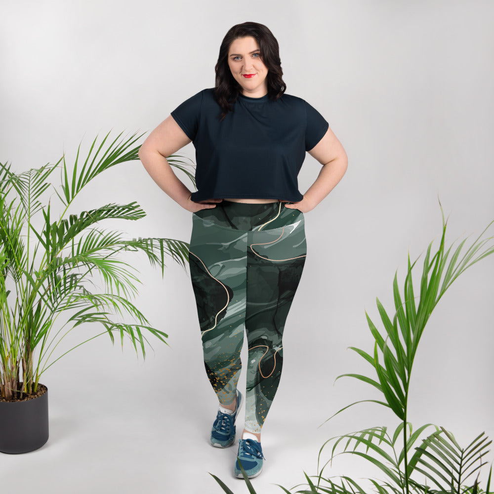 Active Wear-All-Over Print Plus Size Leggings