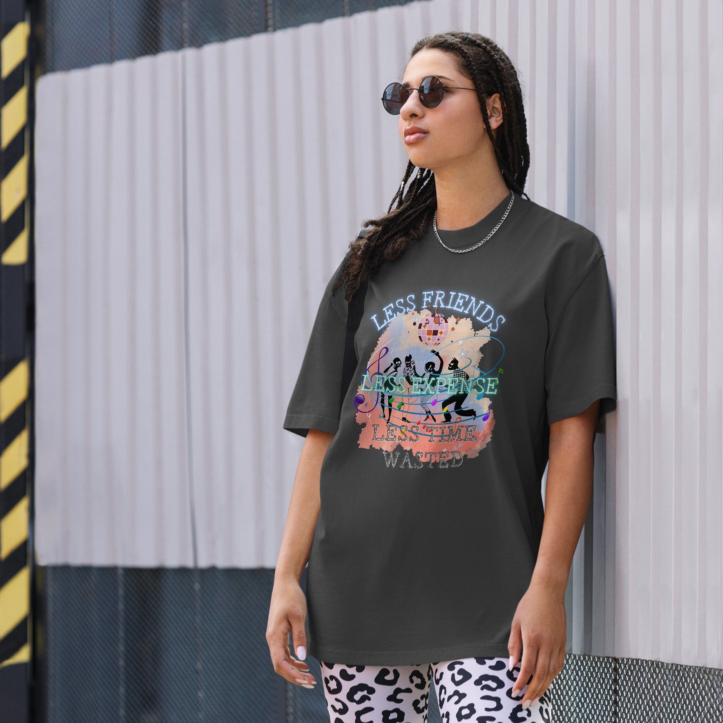 Think Positive-Oversized faded t-shirt