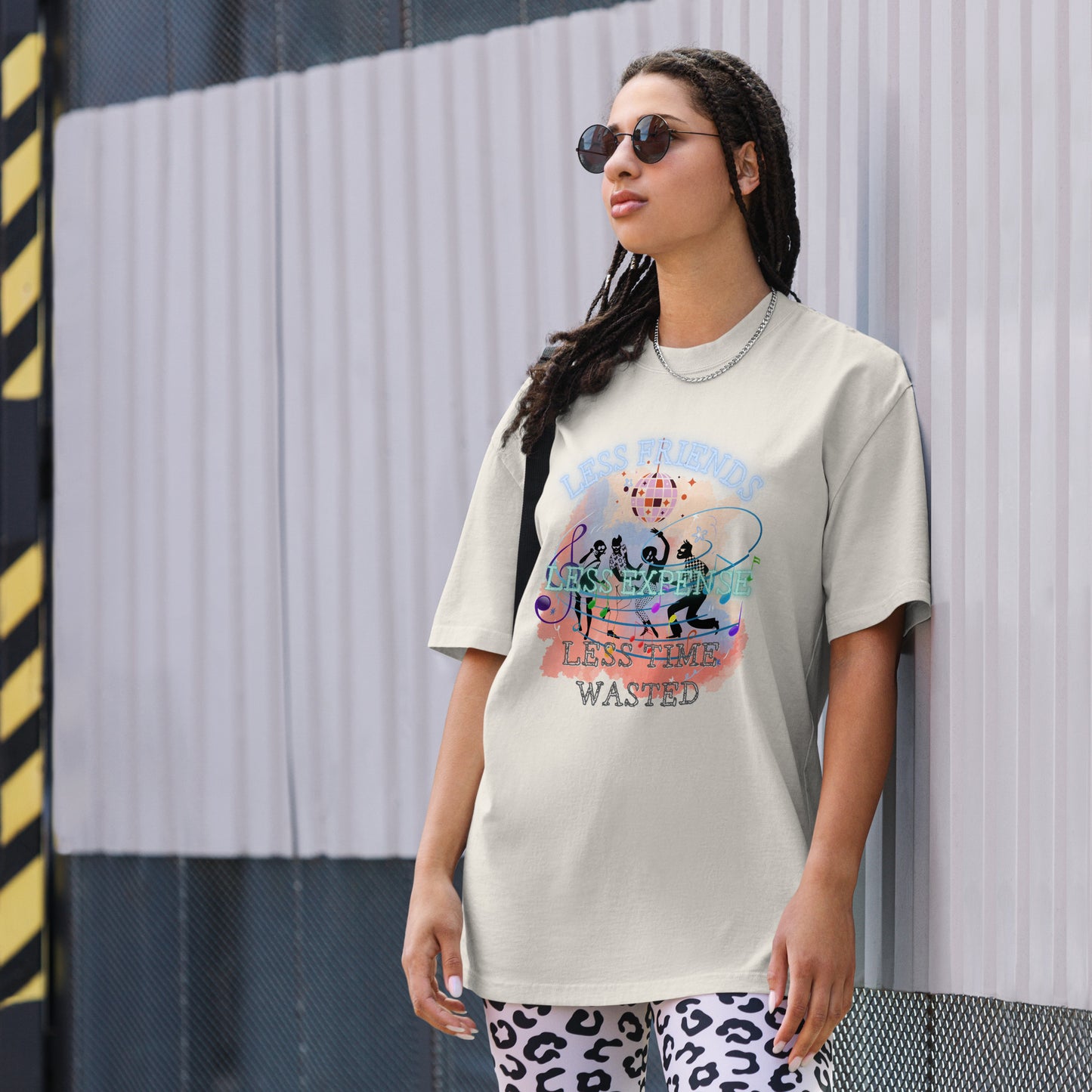 Think Positive-Oversized faded t-shirt