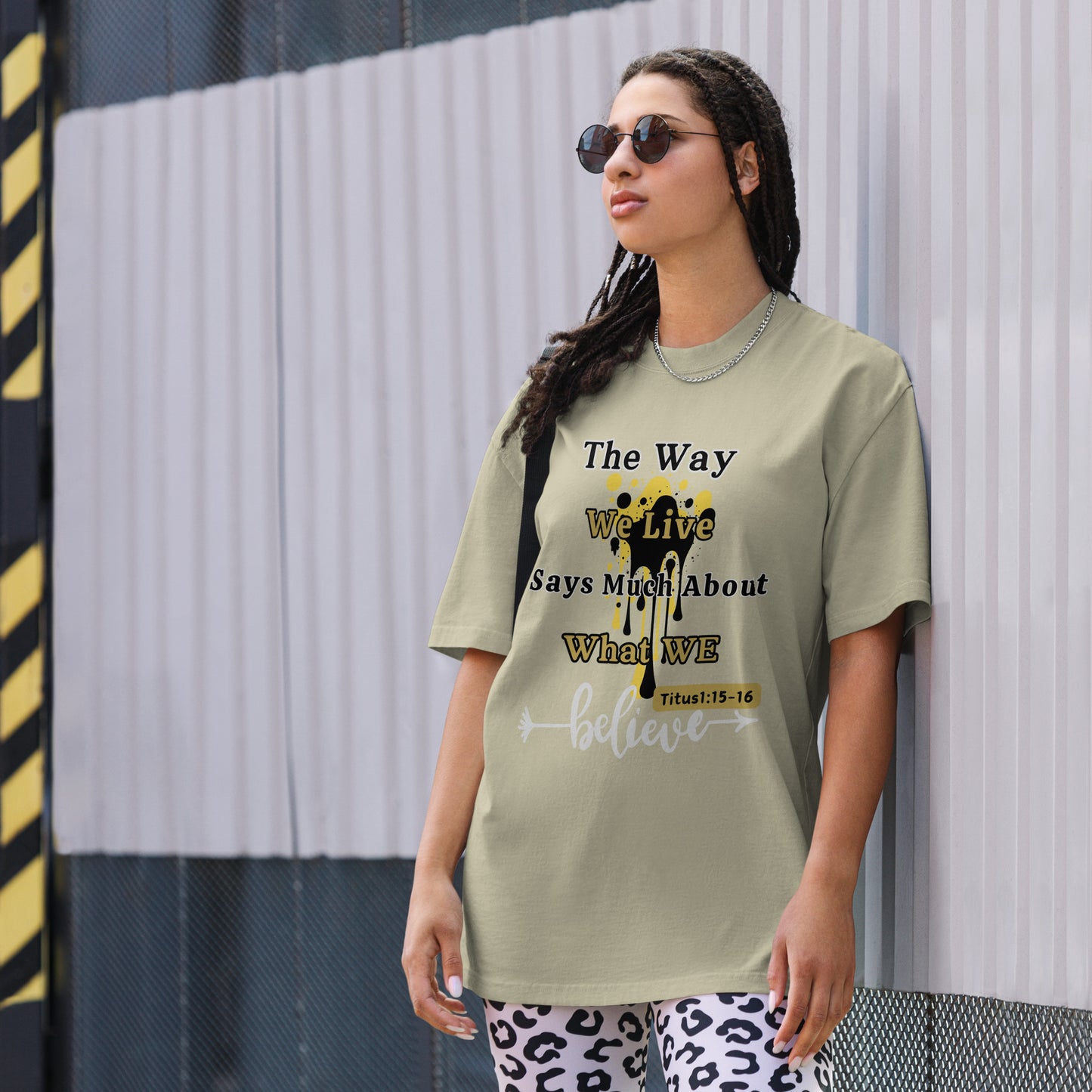 Think Positive-Oversized faded t-shirt