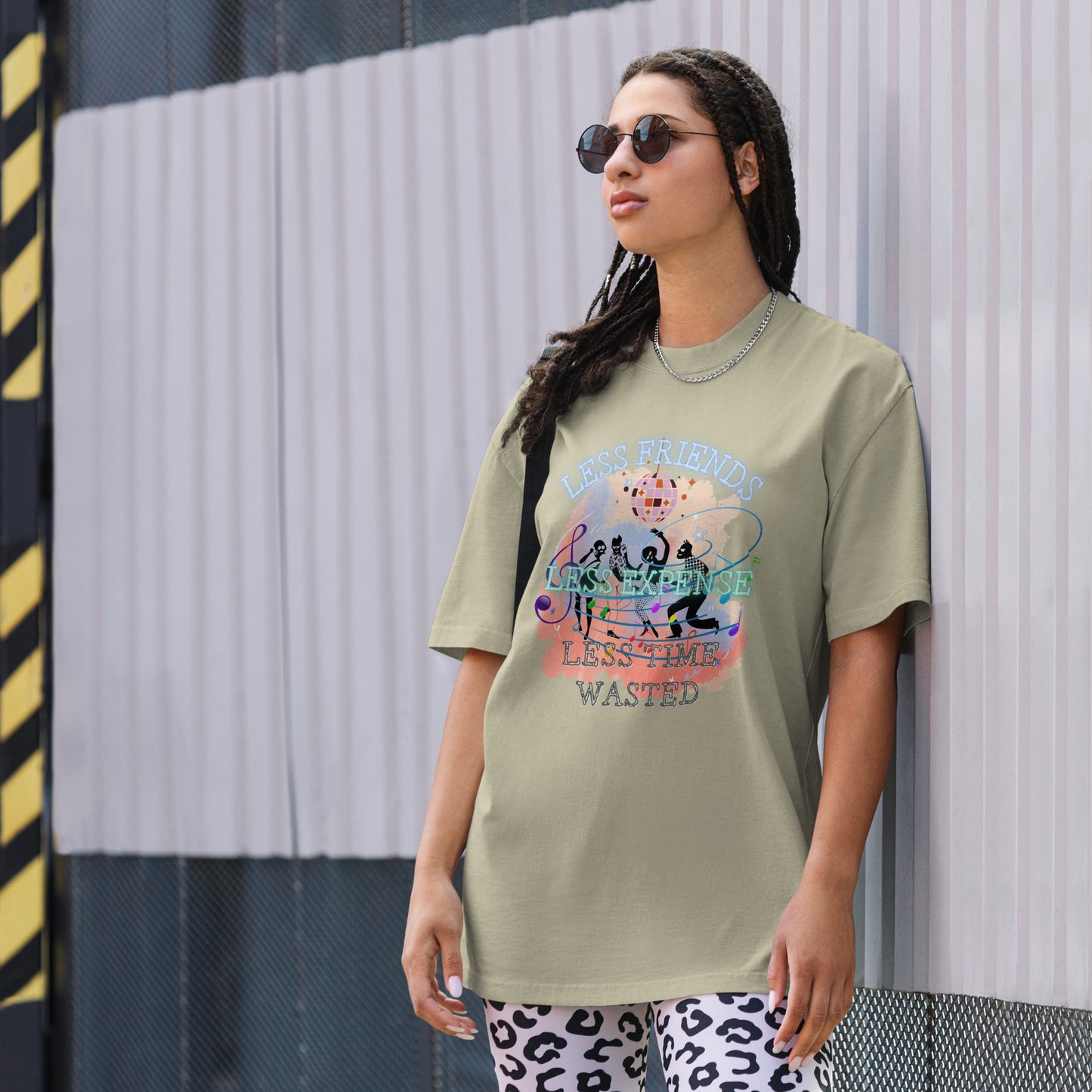 Think Positive-Oversized faded t-shirt