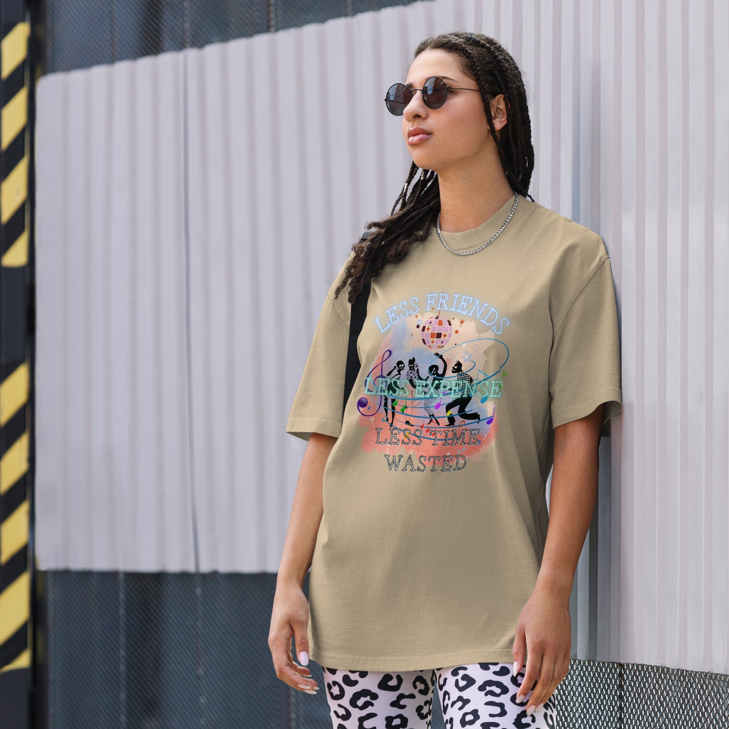 Think Positive-Oversized faded t-shirt