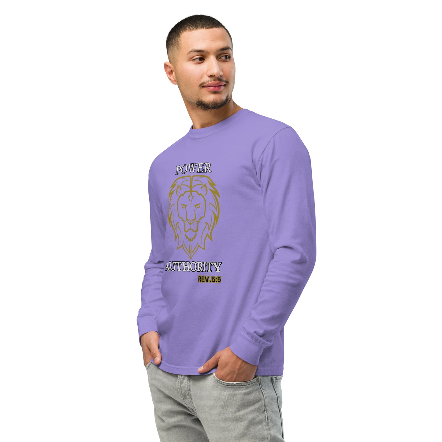 Think Positive-Garment-dyed heavyweight long-sleeve shirt