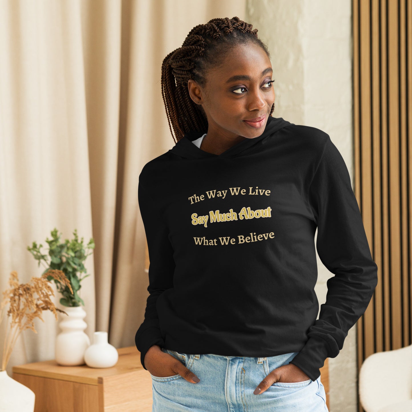 Think Positive-- Hooded long-sleeve tee