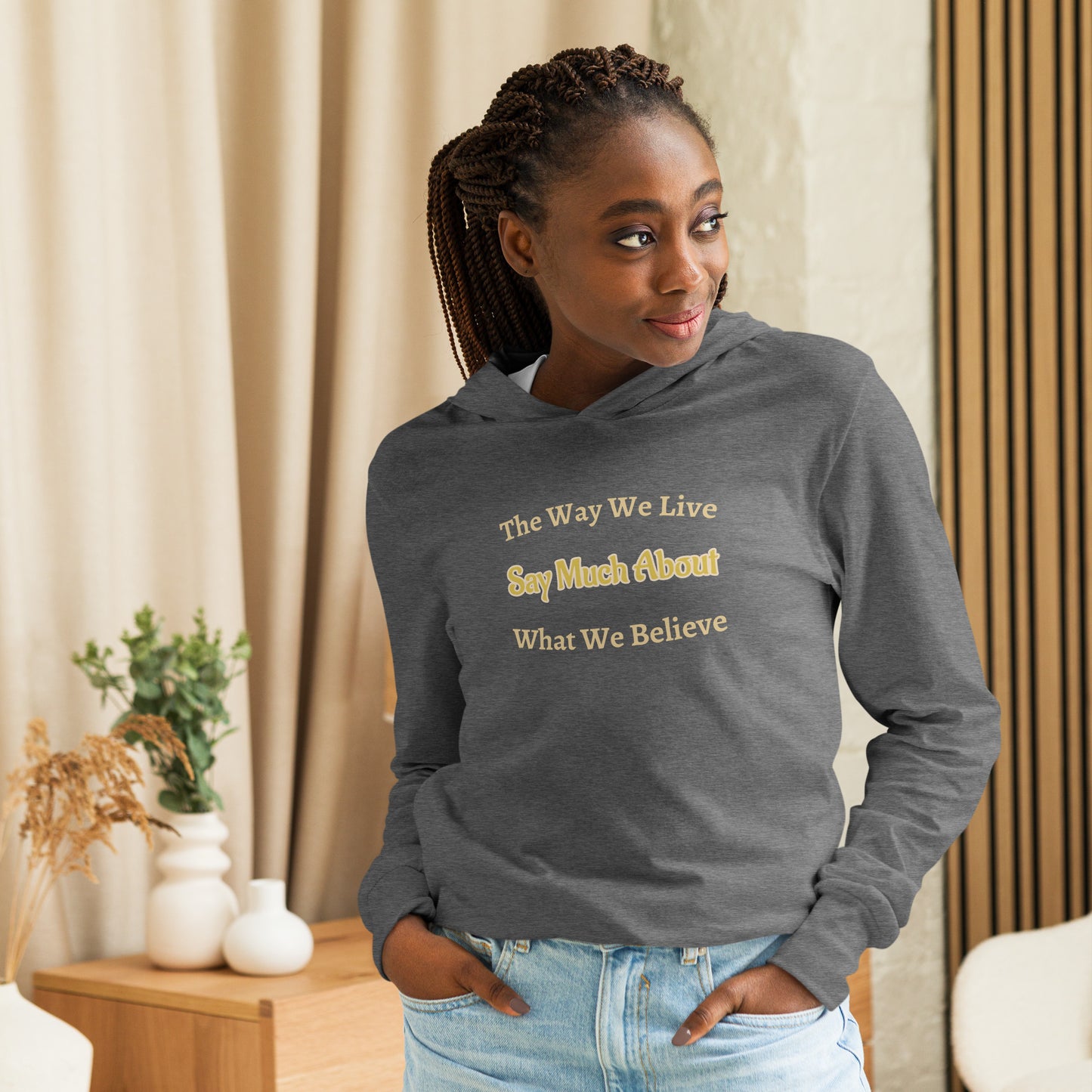 Think Positive-- Hooded long-sleeve tee