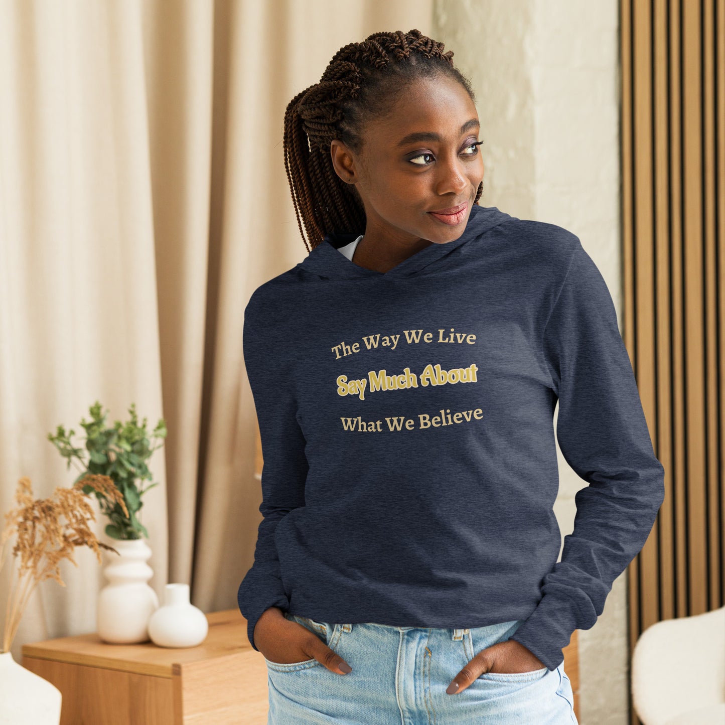 Think Positive-- Hooded long-sleeve tee