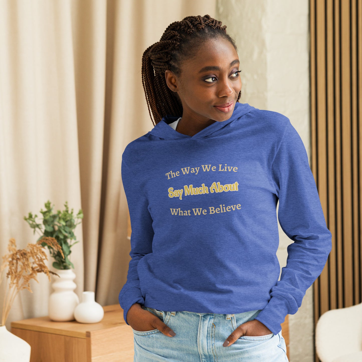 Think Positive-- Hooded long-sleeve tee