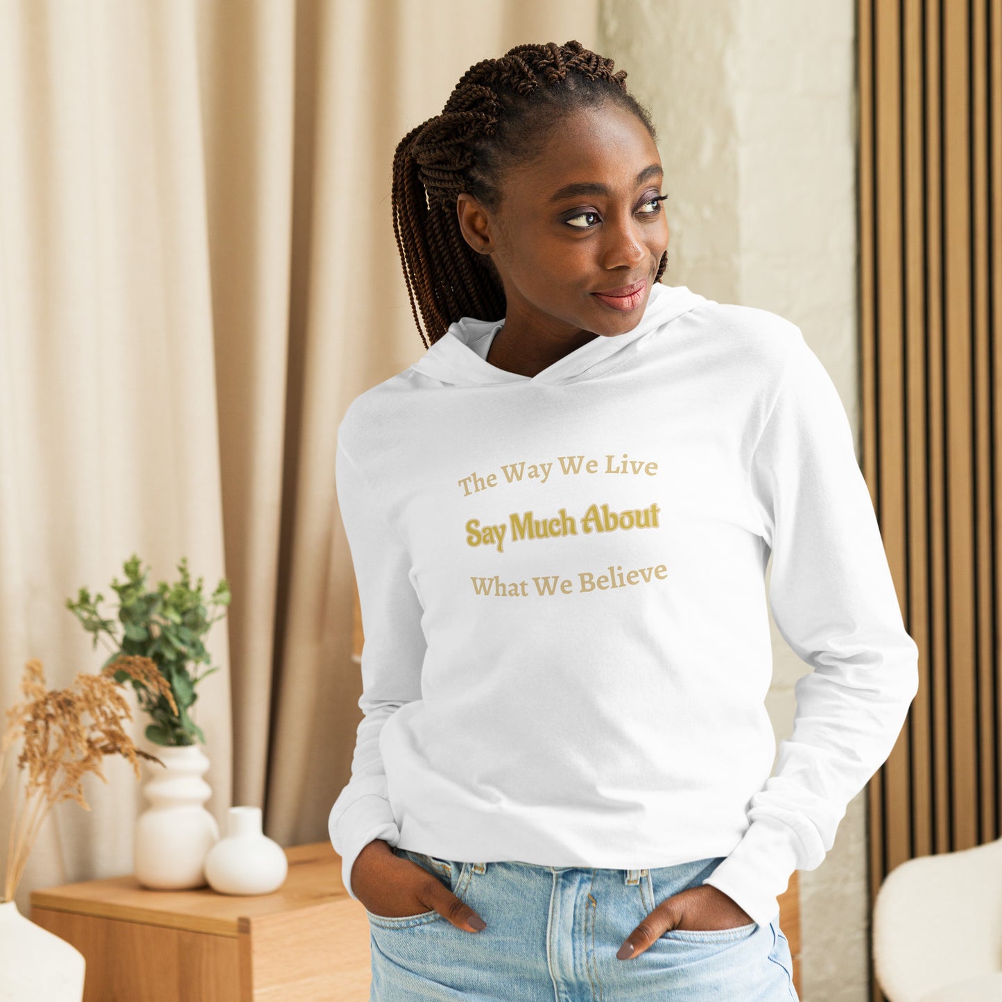 Think Positive-- Hooded long-sleeve tee