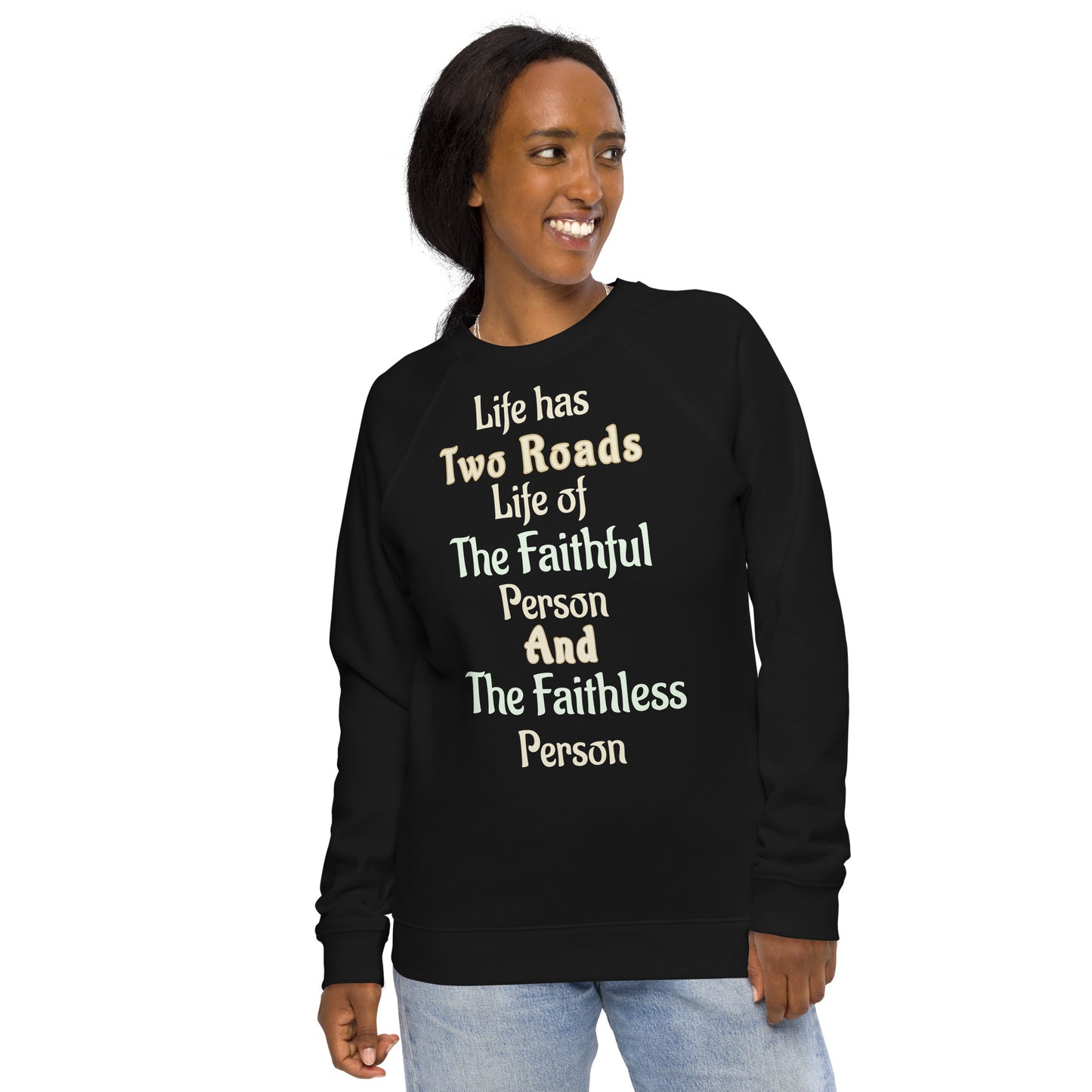 Think Positive-Unisex organic raglan sweatshirt